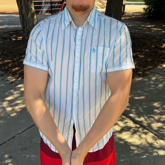 ORIGINAL PENGUIN MEN MUNSING WEAR COTTON SHEER BUTTON DOWN SHIRT FIT SEE THROUGH - Picture 5 of 16